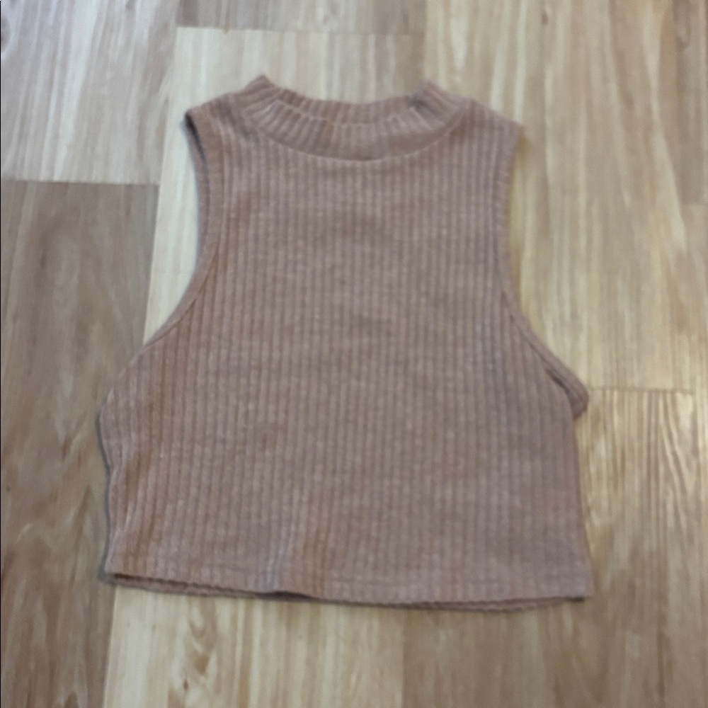 SHEIN Tan Ribbed Knit Top